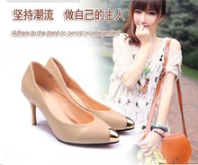 Hot-selling spring sexy thin heels single shoes fashion formal ol work shoes wedding shoes metal toe pointed high-heeled shoes
