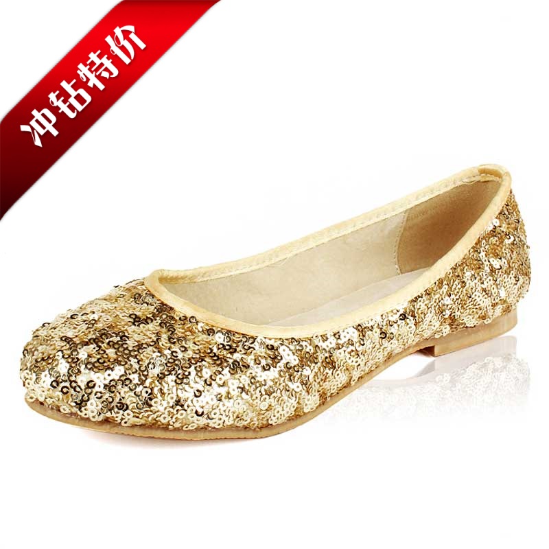 2013 spring and summer fashion paillette flat bottom single shoes women s shoes fashion flat heel
