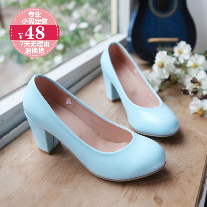Casual high heeled shoes japanned leather brief thick heel single shoes preppy style four seasons women