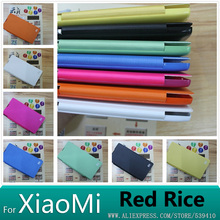 original High Quality Simple Style Flip Case Xiaomi Hongmi Red Rice Case MIUI Millet Phone Cover Shell + Free Protector Film