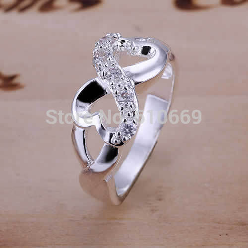 2014 new 925 Silver Heart Rings 8 Shape Wedding party engagement lovers rings fashion jewelry gift