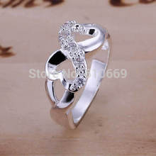 R049 Fashion 925 Sterling Silver CZ Heart Ring Infinity Rings Wholesale 925 Sterling Silver Jewelry Free Shipping