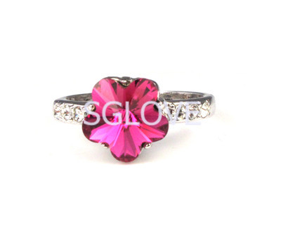 SGLOVE NEW 2014 Happiness as A Brilliant Flower Series Ring Wine Red Flower 18k Gold Plated