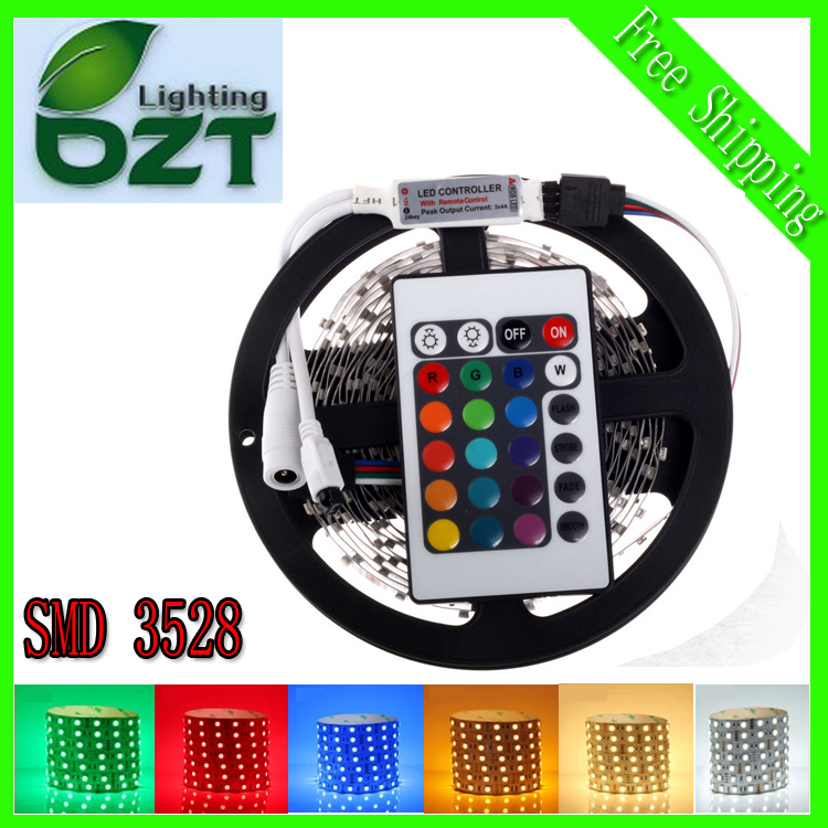 RGB СВЕТОДИОДНЫЕ Ленты 5 М 300Led 3528 SMD + 24Key ИК Пульт дистанционного управления Гибкие Светодиодные Led Ленты DC 12 В Украшения Дома лампы