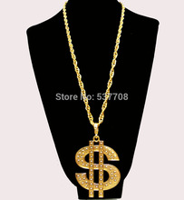 New 2014 Men Hip Hop Gothic18K Gold Long US Dollar Pendant Necklace Chain Accessories $ Necklaces Pendants for Women Men Jewelry