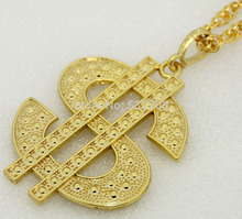 New 2014 Men Hip Hop Gothic18K Gold Long US Dollar Pendant Necklace Chain Accessories Necklaces Pendants
