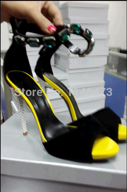 Free shipping 2014 Fashion new design ladies summer high heel sandal strap beaded ankle sandals