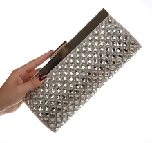 Brand Sparkling Crystal Glass Diamond Clutch Purses Evening Bag For Wedding Party Dinner With 2 Chains