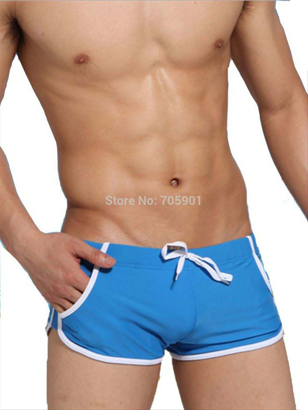 Free Shipping New Fashion Men s Slim Swimwears Fit Swimming Boxers Tight 2 Pockets Trunks Shorts