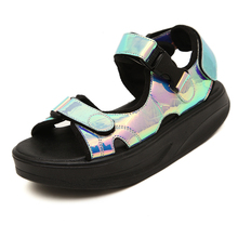 Ladies Sexy Shoe Pink Wedges Sandals Rhinestone Sandal Anchor Sandals Comfortable Flat Flap Flop Female Sandles