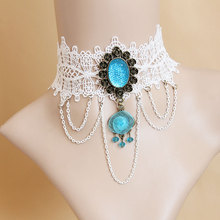 steampunk handmade crystal jewelry Necklace bib necklace white Gothic lolita sexy jewelry 2014 New Products