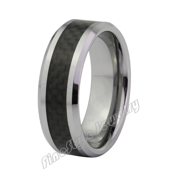 Mens Ring Black Carbon Fiber Inlay Jewelry,Wedding Band Rings for Men ...