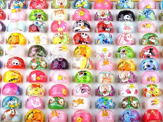 50pcs Children Kids Girls Cartoon Rings Lovely Superman Animation Cartoon Child s Resin Rings Jewelry Jewellery