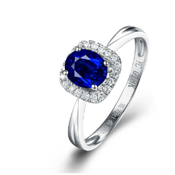 women luxurious engagement ring 0.75ct real natural Sri Lanka blue ...