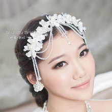 Crystal beaded the bride hair accessory wedding dress hair accessory marriage accessories lace tassel formal dress accessories