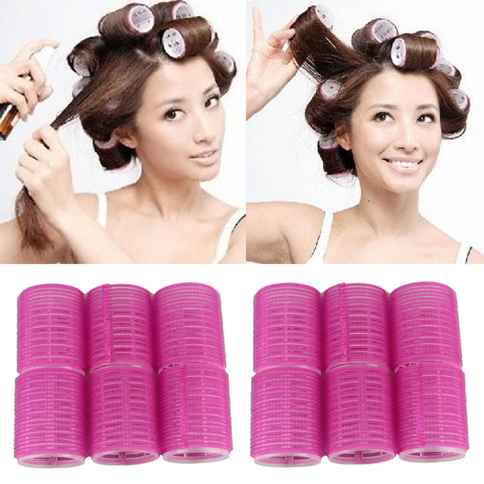 Delicate 12pcs lot Women Cosmetic Hair Style Tools Salon DIY 4 9cm DIA Velcro Cling Rollers