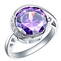 925 Sterling Round Ring Free Shipping Hot Korean Austria Red Purple Crystal Rings for Women Platinum