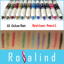 Rosalind 2014 new 12 Colors Eye Make Up Eyeliner Pencil Waterproof Eyebrow Beauty Pen Eye Liner Lip sticks Cosmetics Eyes Makeup