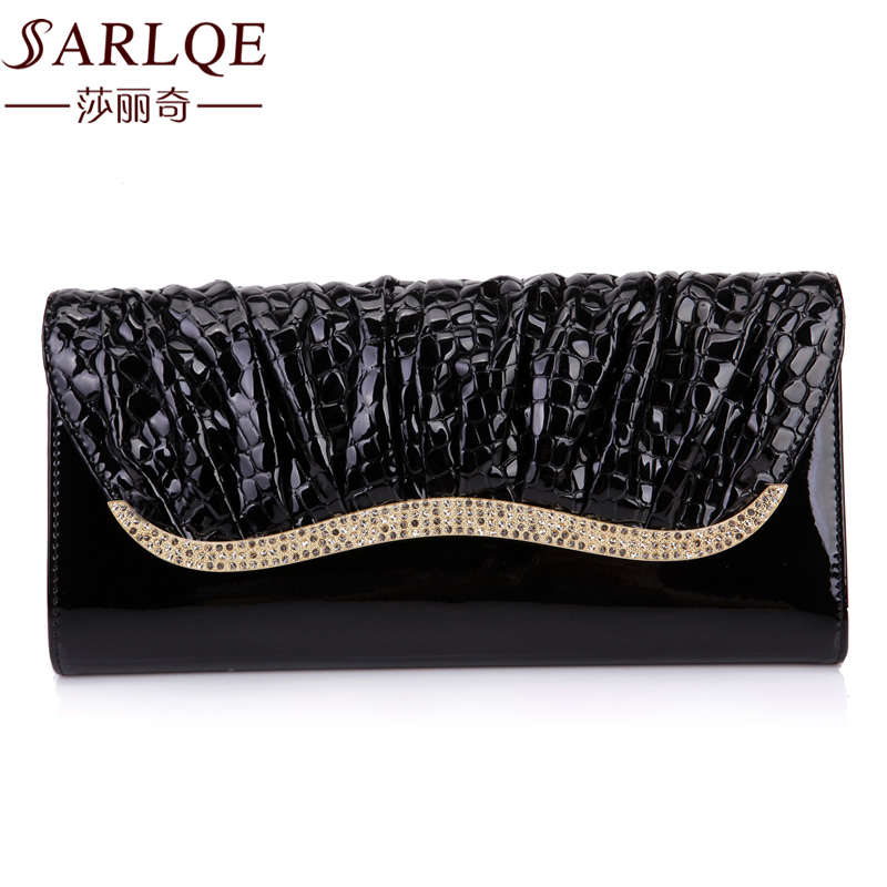 Day clutch female genuine leather 2014 clutch japanned leather envelope wallet bag chain small bag cowhide