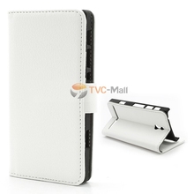 White Litchi Grain Leather Wallet Stand Design Mobile phone bag Cover Accessories Case For Sony Xperia