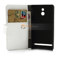 White Litchi Grain Leather Wallet Stand Design Mobile phone bag Cover Accessories Case For Sony Xperia