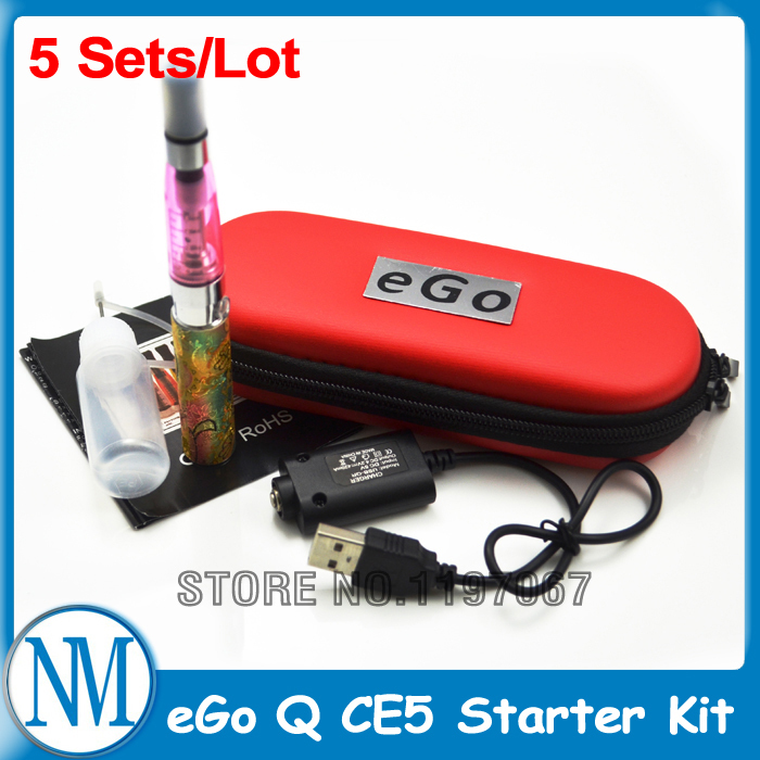 5 pcs lot New 2014 Wholesale eGo Q Electronic Cigarette Starter Kit with CE5 Atomizer 650