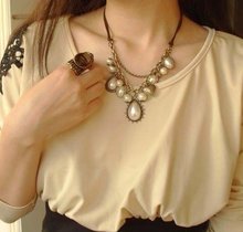 Min order $10   Wholesale New Retro Necklace Double Rope Pearl Necklace Baroque Love Necklaces 2N096