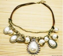 Wholesale New Retro Necklace Double Rope Pearl Necklace Baroque Love Necklaces BC1236