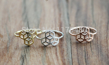 2014 new fashion 3 Honeycomb sign Ring Honey Bee House symbol Ring