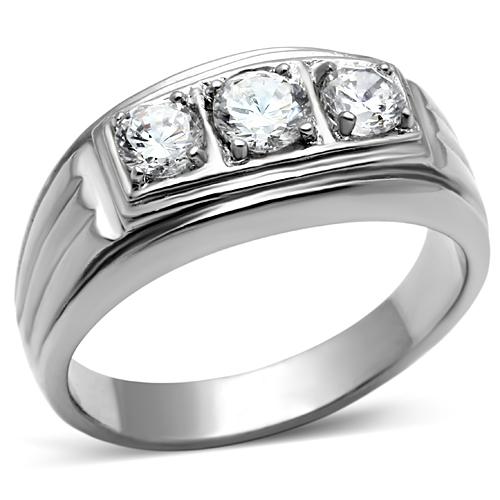 New Arrival Fashion Rings for Men Lead Free High Polish Stainless Steel AAA Cubic Zirconia Ring