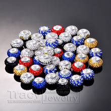 10PCS/Lot 14*9mm Mixed Color Czech Crystal Charms Beads 925 Silver Plated Fit Bracelet Necklace Fashion Pandora Jewelry Findings