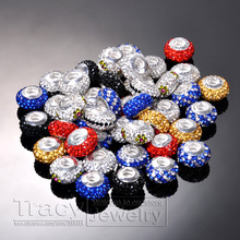 10PCS Lot 14 9mm Mixed Color Czech Crystal Charms Beads Silver Plated Fit Bracelet Necklace Fashion