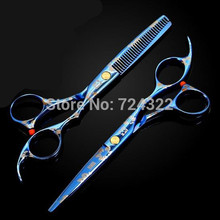Professional 6 0 304C steel Hairdressing Scissors shears Set Barber Hair Cutting Straight Thinning Clipper salon