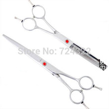 Professional Animal Pet 7 0 Hairdressing Scissors shears kit Barber Hair Cutting Straight Thinning Clipper Free