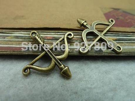 Free Shipping 50pcs 25 26mm Ancient bronze Cupid Arrow Charms Metal Jewelry Making Jewelry Findings