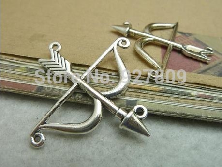 Free Shipping 20pcs 46 47mm Antique silver bow and arrow Cupid Arrow Charms Metal Jewelry Making