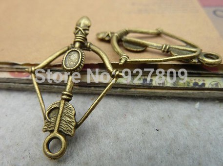 Free Shipping 20pcs 35 25mm Ancient bronze bow and arrow Cupid Arrow Charms Metal Jewelry Making