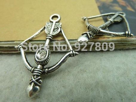 Free Shipping 20pcs 35 25mm Antique silver bow and arrow Cupid Arrow Charms Metal Jewelry Making