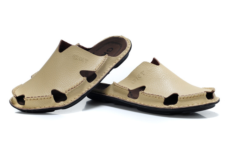 Men's Beach  Water Leather Closed Toe Sandal Dark Brown,cheap GKT Men ...