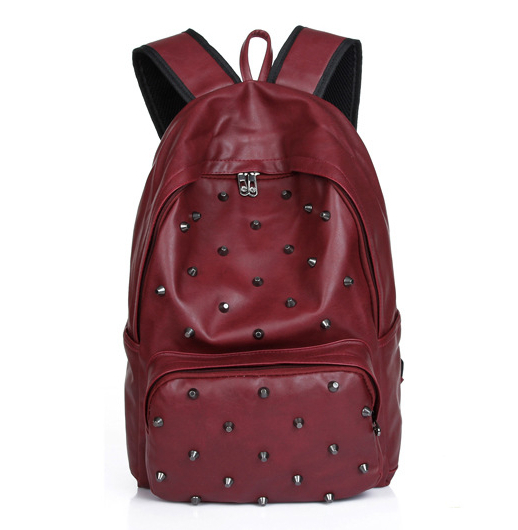 New Fashion Women School bags Men s Travel PU Leather backpack Punk Rivet backpack Mochila feminina