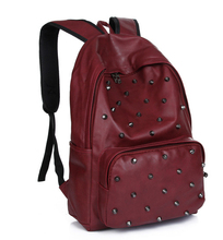 New Fashion Women School bags Men s Travel PU Leather backpack Punk Rivet backpack Mochila feminina