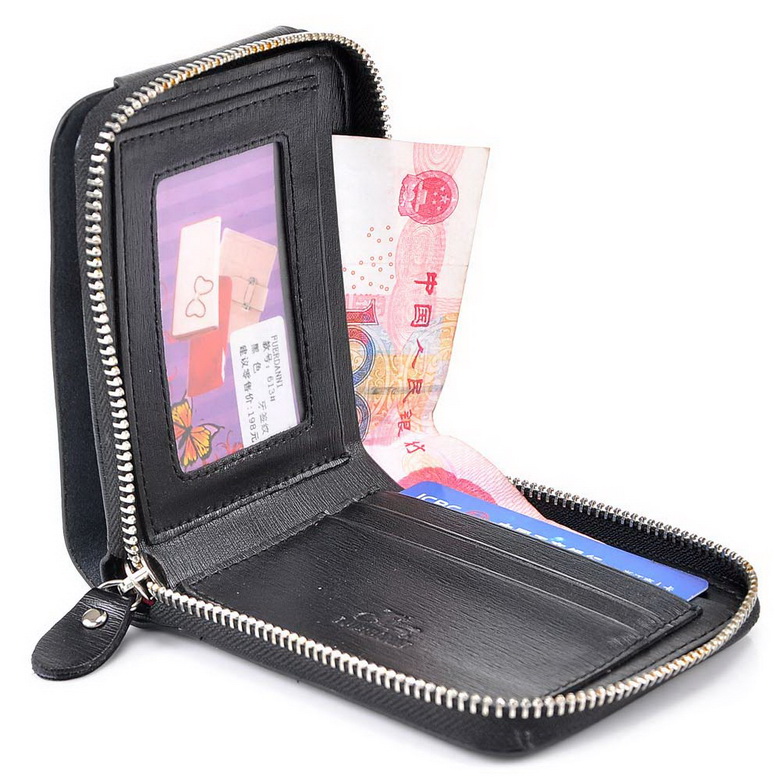 Free Shipping 2015 NEW Men Leather Zipper Wallet Pockets Money Purse ID Credit Card Clutch Bifold
