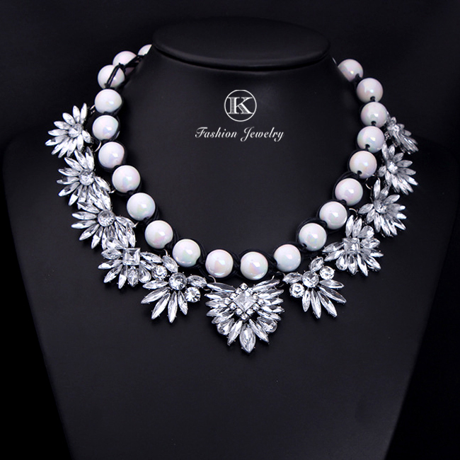 Newest wholesale Shourouk Big Gorgeous Brand Black and white Pear Statement Crystal Necklace Choker Pendant Chain