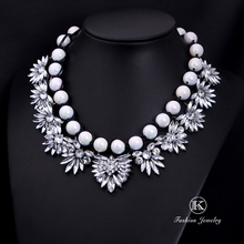 Newest wholesale Shourouk Big Gorgeous Brand Black and white Pear Statement Crystal Necklace Choker Pendant Chain