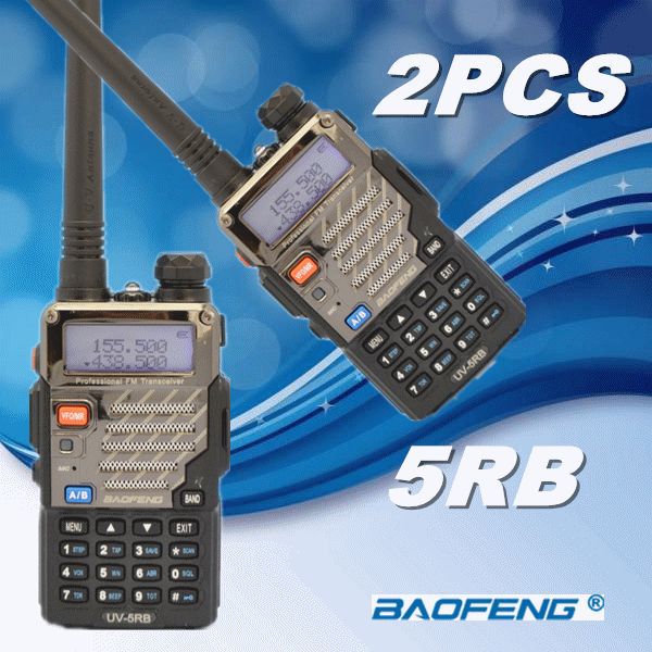 2Pcs BAOFENG UV 5RB Walkie Talkie VHF UHF 136 174 400 520MHz Dual Band portable Radio