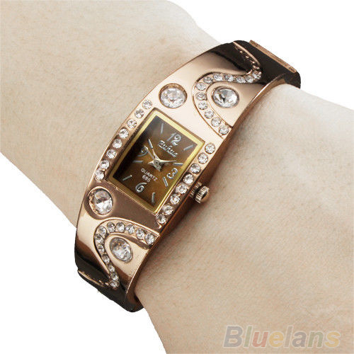 2014 New Hot Fashion Women Bracelet Bangle Wave Rhinestone Crystal Wrist Watches 08YY