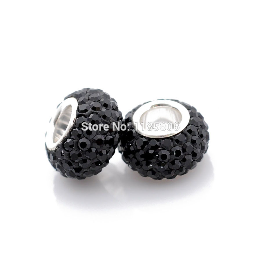 925 sterling silver pendants for woman black beads fit pandora necklaces bracelets rhinestones Charm jewelry Accessories