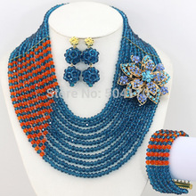 Fabulous Nigerian Wedding African Beads Jewelry Set Costume African Jewelry Sets 18K Bridal Beads Set Free