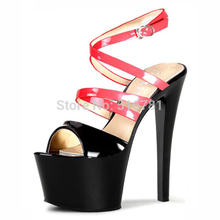 Free Shipping Sexy 17cm High Heel Sandals Gorgeous Neon Heels 7 Inch Stiletto With Platform Sandals