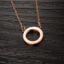 JEWELRY Women s Rose Gold Plated STAINLESS STEEL Crystal Circle Pendant Sexy Collarbone Shining Necklaces Pendants
